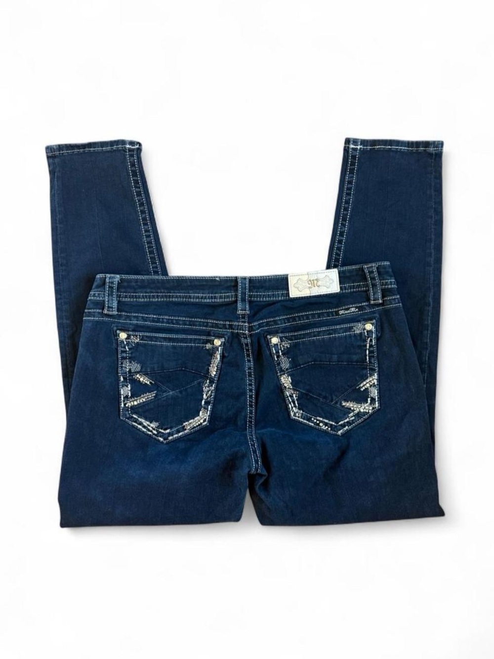 Miss Me Mid Rise Embellished Dark Wash Jeans - Size 34